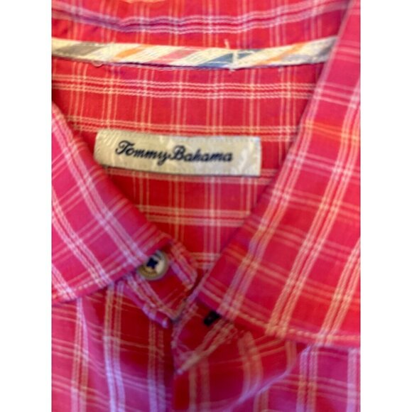 Tommy Bahama Mens Red Plaid Button-Down Shirt L/G Linen & Tencel - Picture 4 of 7